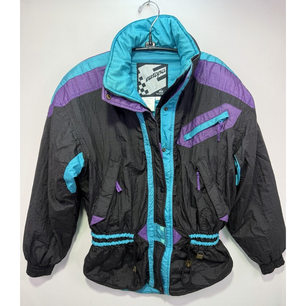 Vtg Helly Hansen Europa Jacket Womens 10 Colorblock Ski Coat 90s Nylon Insulated